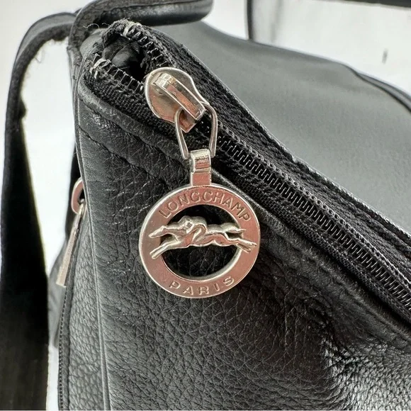 Longchamp Black Leather Le Foulonné Backpack Bag - Picture 4 of 11